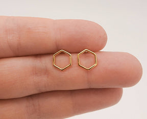 Ohrstecker geometrisch-schlicht-Hexagon-925er Silber-vergoldet-minimalistisch