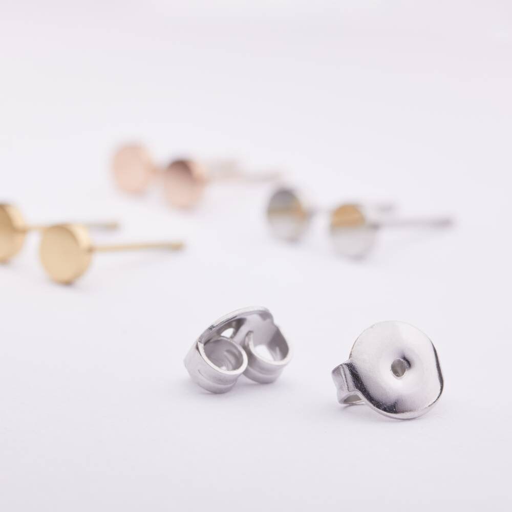 1 Paar mini Ohrstecker-zarte Ohrstecker-schlichte Ohrringe-Plättchen-Disc-Kreis-geometrisch-minimalistisch-Edelstahl-Rosegold