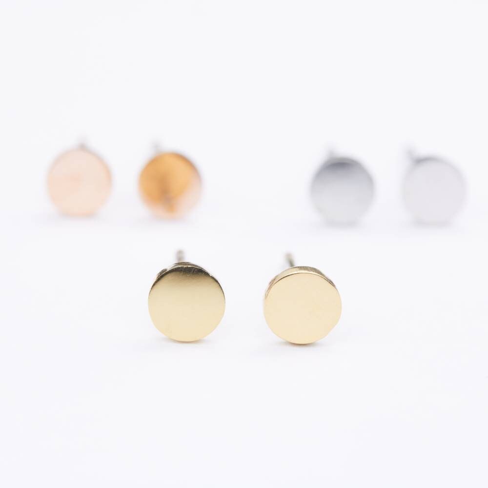 1 Paar mini Ohrstecker-zarte Ohrstecker-schlichte Ohrringe-Plättchen-Disc-Kreis-geometrisch-minimalistisch-Edelstahl-Rosegold