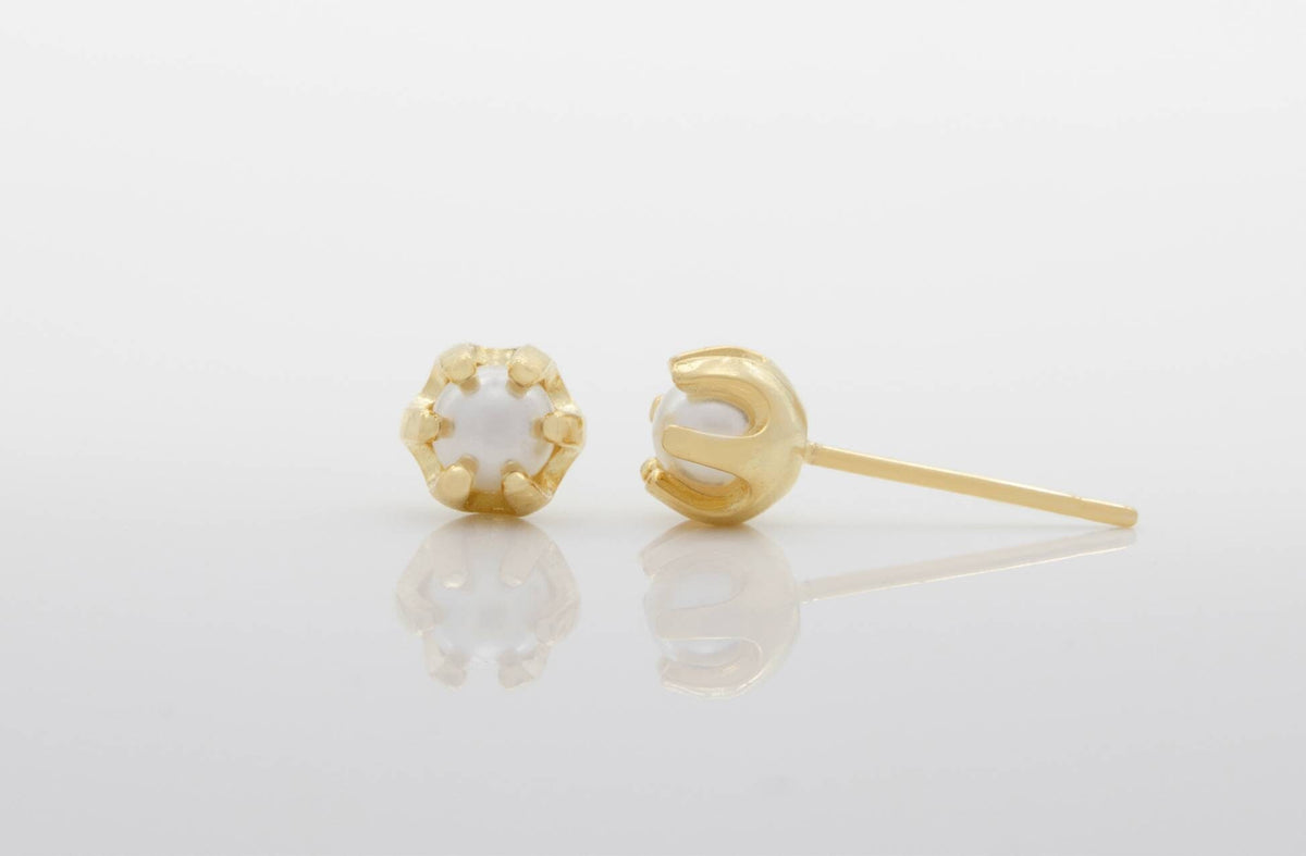 1 Paar edle Ohrstecker-925er Silber-Gold-vergoldet-Perle-Perlenohrstecker
