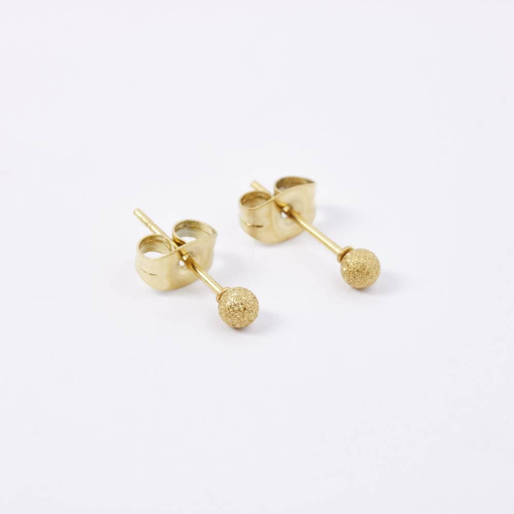 1 Paar Kugelohrstecker-Ball-Kugel-Perlenohrstecker-Edelstahl-Gold-vergoldet-diamantoptik-Brautschmuck