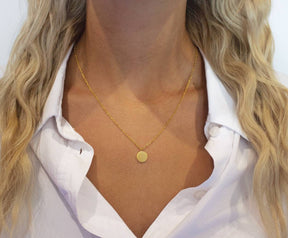 Zarte Halskette mit Plättchen Anhänger-gebürstet-filigran-schlicht-Edelstahl-Silber-Gold-Roségold-vergoldet