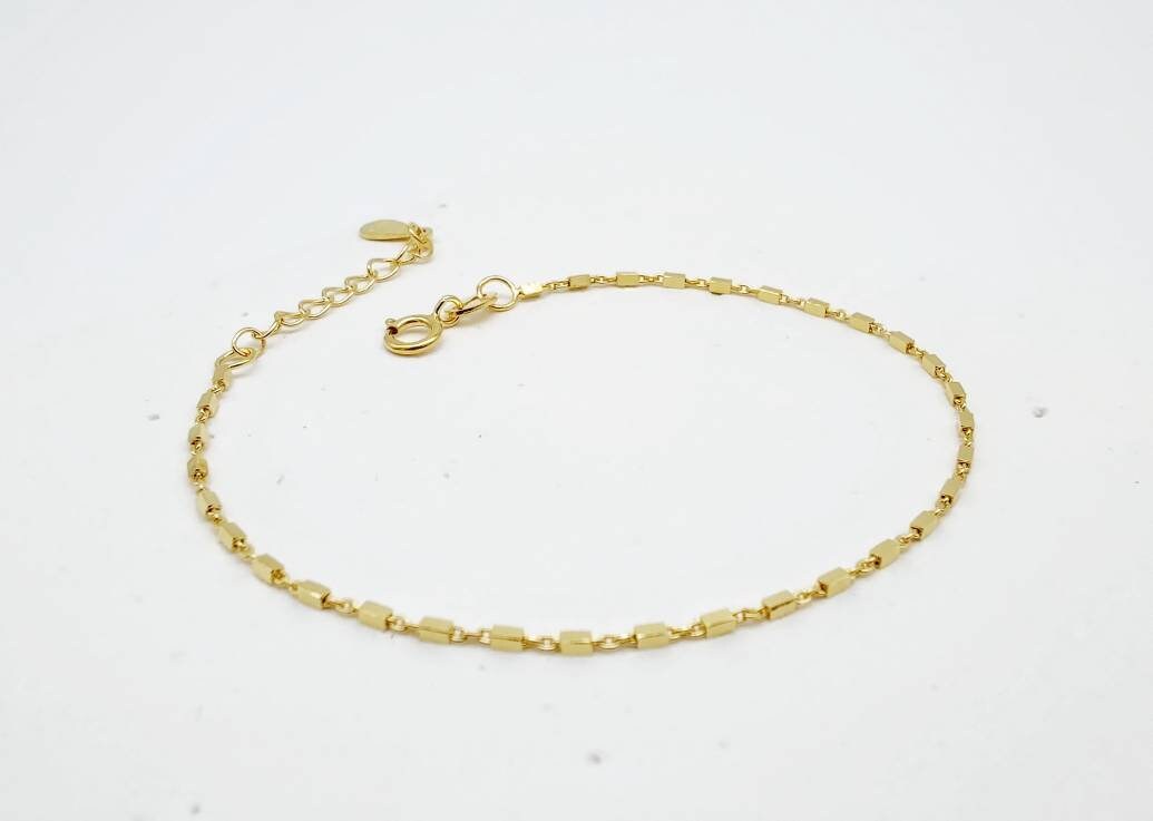 Zierliches Armkettchen-zartes Armband-filigran-schlicht-minimalistisch-Box Chain Bracelet-925er Silber- Gold-Rosegold-vergoldet
