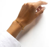 Zierliches Armkettchen 925er Silber-Gold-vergoldet-fein-minimal-Doppelschicht-Stapelarmband-puristisch-zart
