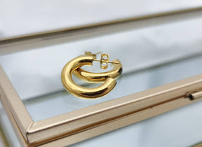 1 Paar Creolen-Edelstahl-vergoldet-Ohrstecker gold-Ohrringe-edel-elegant-schlicht-Schmucktrend-Creolen gold