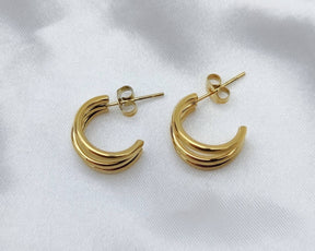 1 Paar Creolen-Edelstahl-vergoldet-Ohrstecker gold-Ohrringe gold-Creolen gold-Creolenohrstecker