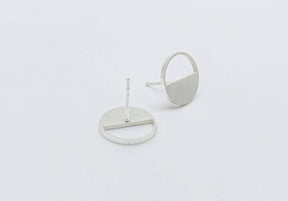 1 Paar schlichte Ohrstecker-Edelstahl-Silber-minimalistisch-geometrisch-Kreis-matt-gebürstet