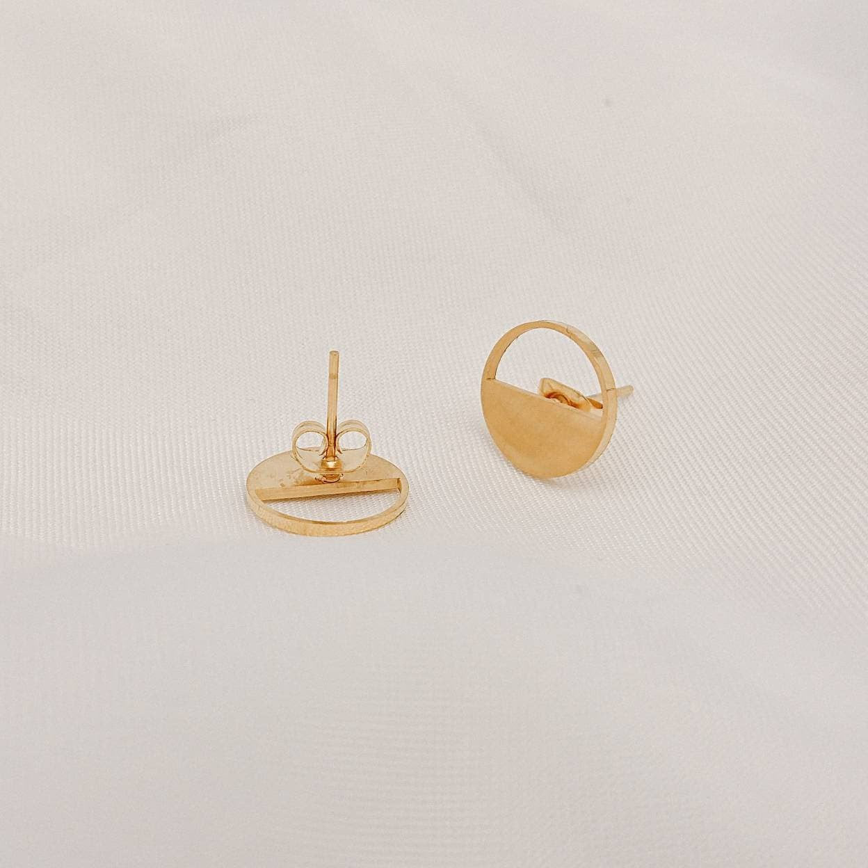1 Paar schlichte Ohrstecker-geometrisch-filigran-Edelstahl-Gold-gebürstet-matt-Kreis