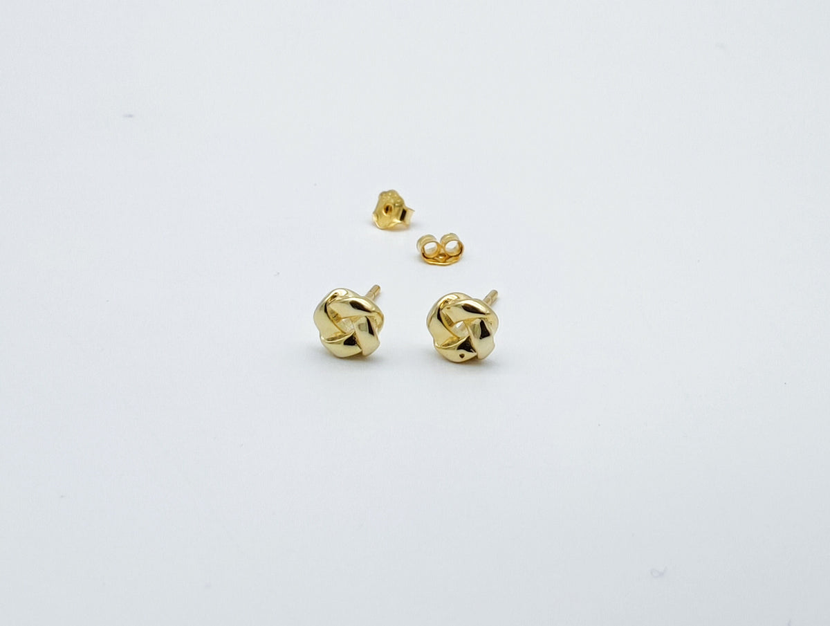 1 Paar mini Knoten Ohrstecker-zart-simpel-schlicht-filigran-Brautschmuck-925er Silber-vergoldet-Knoten-Kranz