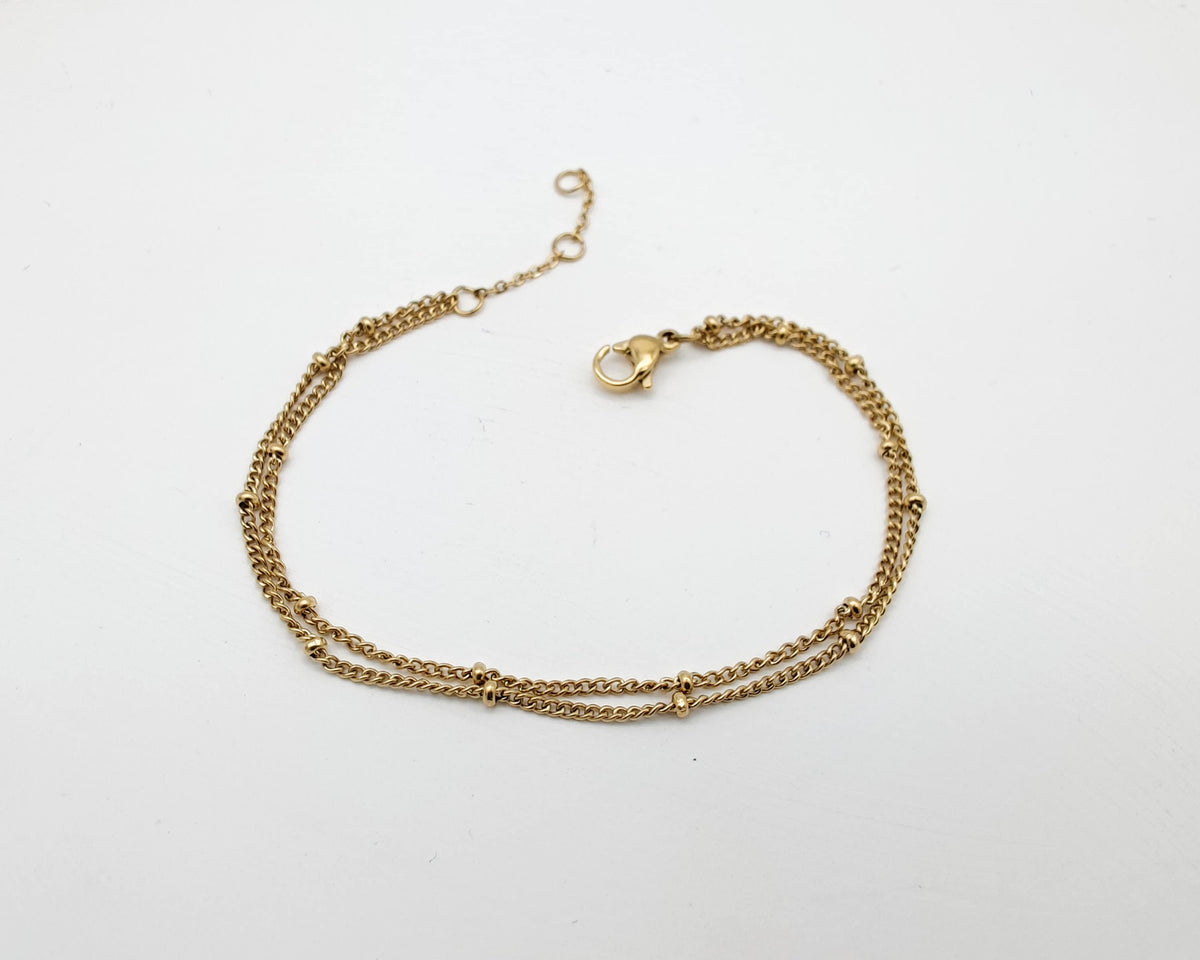 Zartes Kugelarmband-Perle-schlicht-minimal-Edelstahl-Silber-Gold-Rosegold-schlichtes Armband-Satellitenarmband