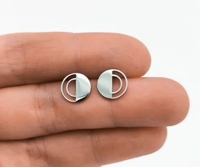 1 Paar schlichte Ohrstecker-geometrisch-filigran-Edelstahl-Silber-Kreis-minimalistisch-wasserfest